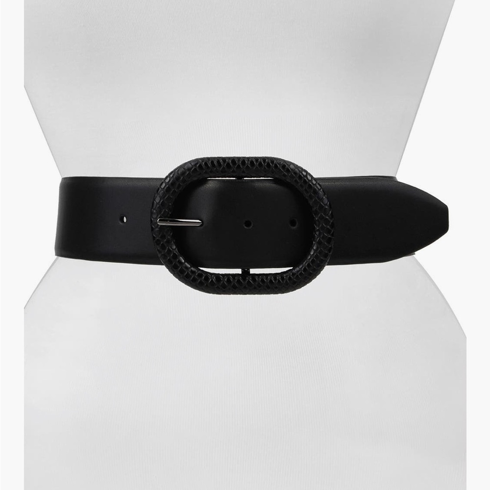 Rebecca Minkoff Black Belt with Textured Buckle